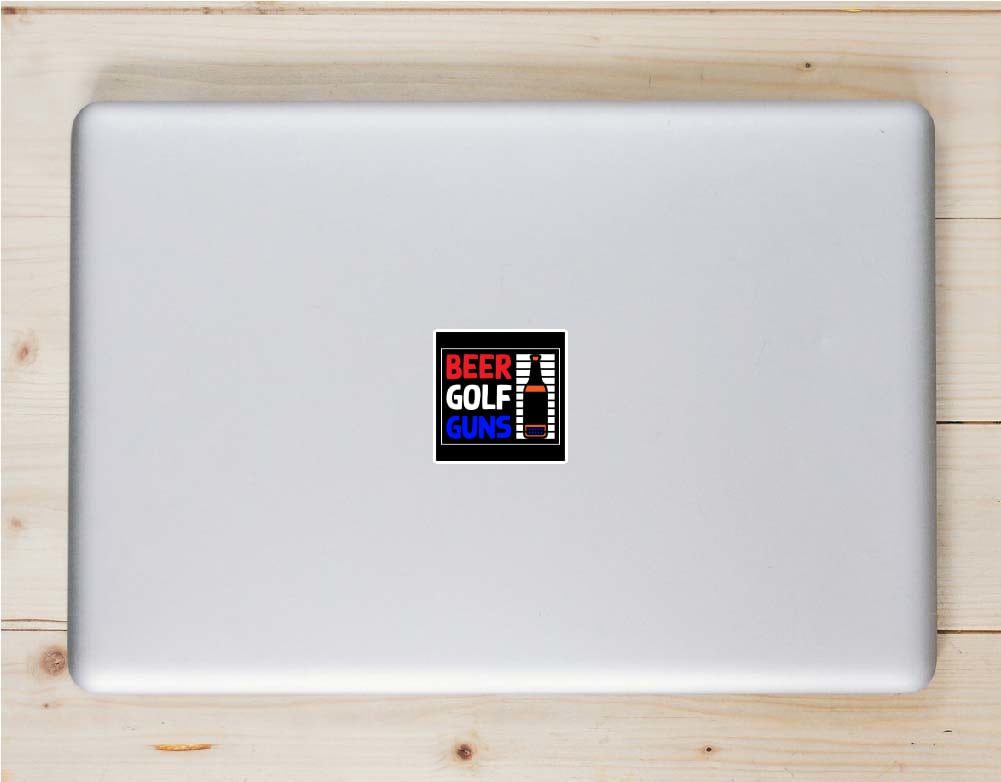 Beer Golf Guns Sticker - Stickers for Laptops