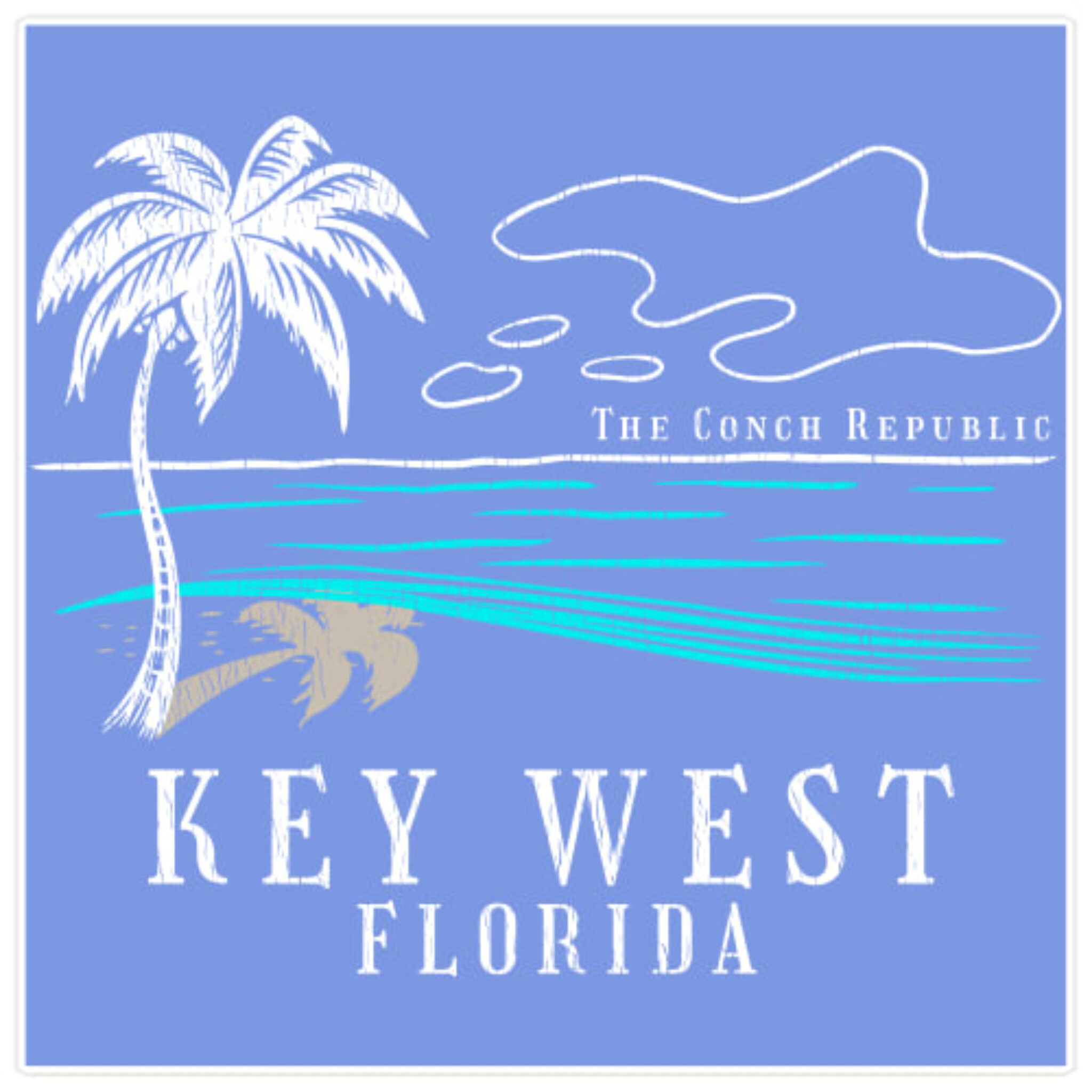 Key West Beach Scene Sticker State Stickers>Florida Stickers