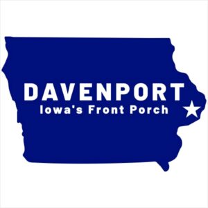 Davenport Iowa State Shaped Sticker - U.S. Custom Stickers