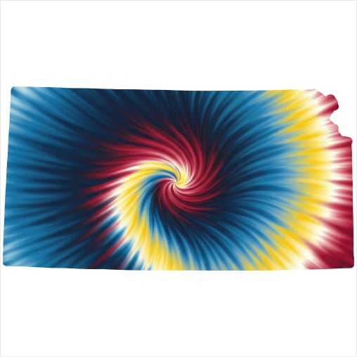 Kansas Tie Dye State Sticker - U.S. Custom Stickers