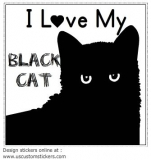 I Love My Black Cat Square Decal