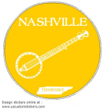 Nashville Tennessee Banjo Orange Circle Decal
