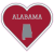 Alabama State Heart Shaped Sticker