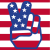 American Flag Peace Hands Square Sticker
