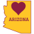 Arizona Heart State Shaped Sticker