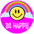Be Happy Rainbow Smiley Face Circle Sticker
