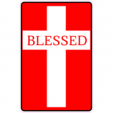 Blessed Christian Cross Red Decal