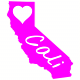 Cali Heart California State Shaped Pink Decal