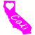 Cali Heart California State Shaped Pink Sticker