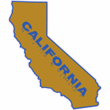 California Gold Blue State Shaped Decal