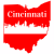Cincinnati Ohio Skyline State Shaped Sticker