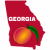 Georgia Peach Red State Shaped Sticker