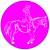 Girl Riding Horse Circle Sticker