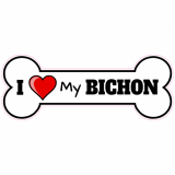 I Love My Bichon Dog Bone Decal