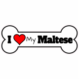 I Love My Maltese Dog Bone Decal