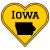 Iowa Black Gold Heart Shaped Sticker