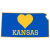 Kansas Heart State Shaped Sticker