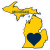 Michigan Heart State Shaped Sticker