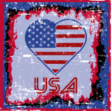 Patriotic USA Heart Retro Decal