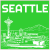 Seattle Skyline Green Sticker