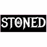 Stoned Weed Black Distressed Decal