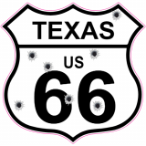 Texas Route 66 Bullet Hole Road Sign Decal