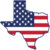 Texas Shaped American Flag Sticker