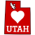 Utah Heart Red State Shaped Sticker